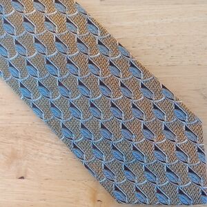 Ermenegildo Zegna Gold and Blue Patterned Tie
